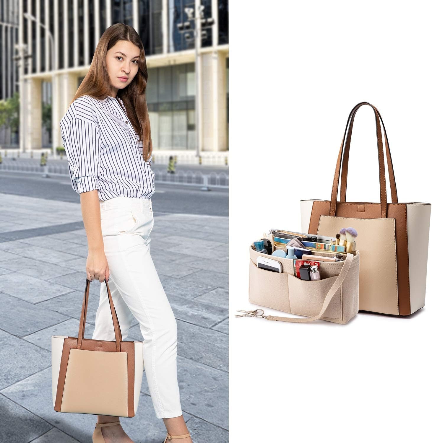 Tote Bag for Women Satchel Handbags with Purse Organizer Insert Shoulder Bags