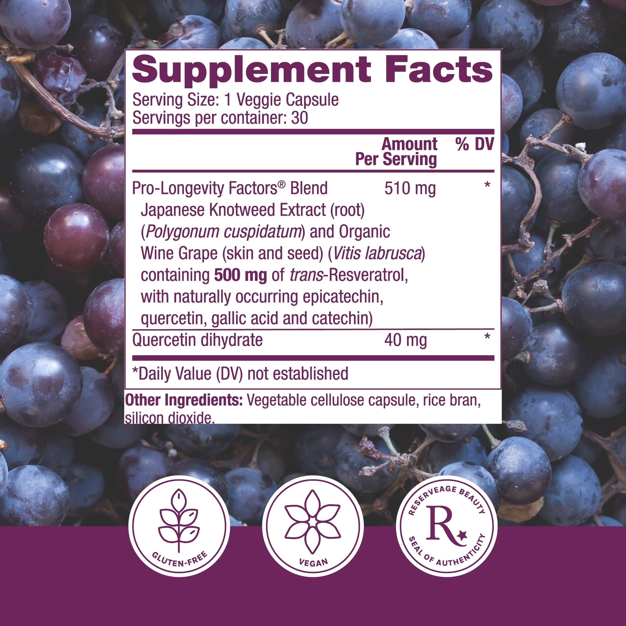 Beauty, Resveratrol 500 Mg, Antioxidant Supplement for Heart and Cellular Health, Supports Healthy Aging and Immune System, Paleo, Keto, 30 Capsules