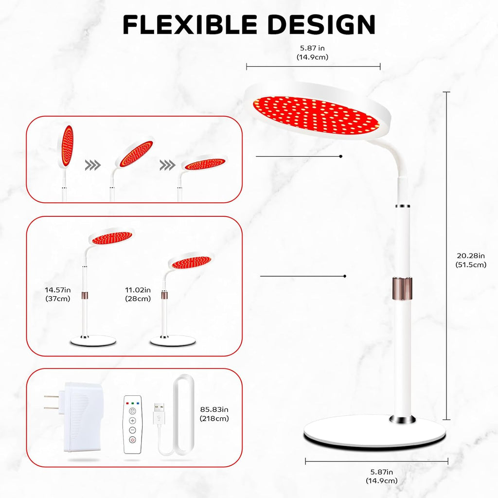 Red Light Therapy with Base for Face and Neck, 140Leds Therapy Red Light for Body, 660Nm Red Light Therapy Lamp with Adjustable Height