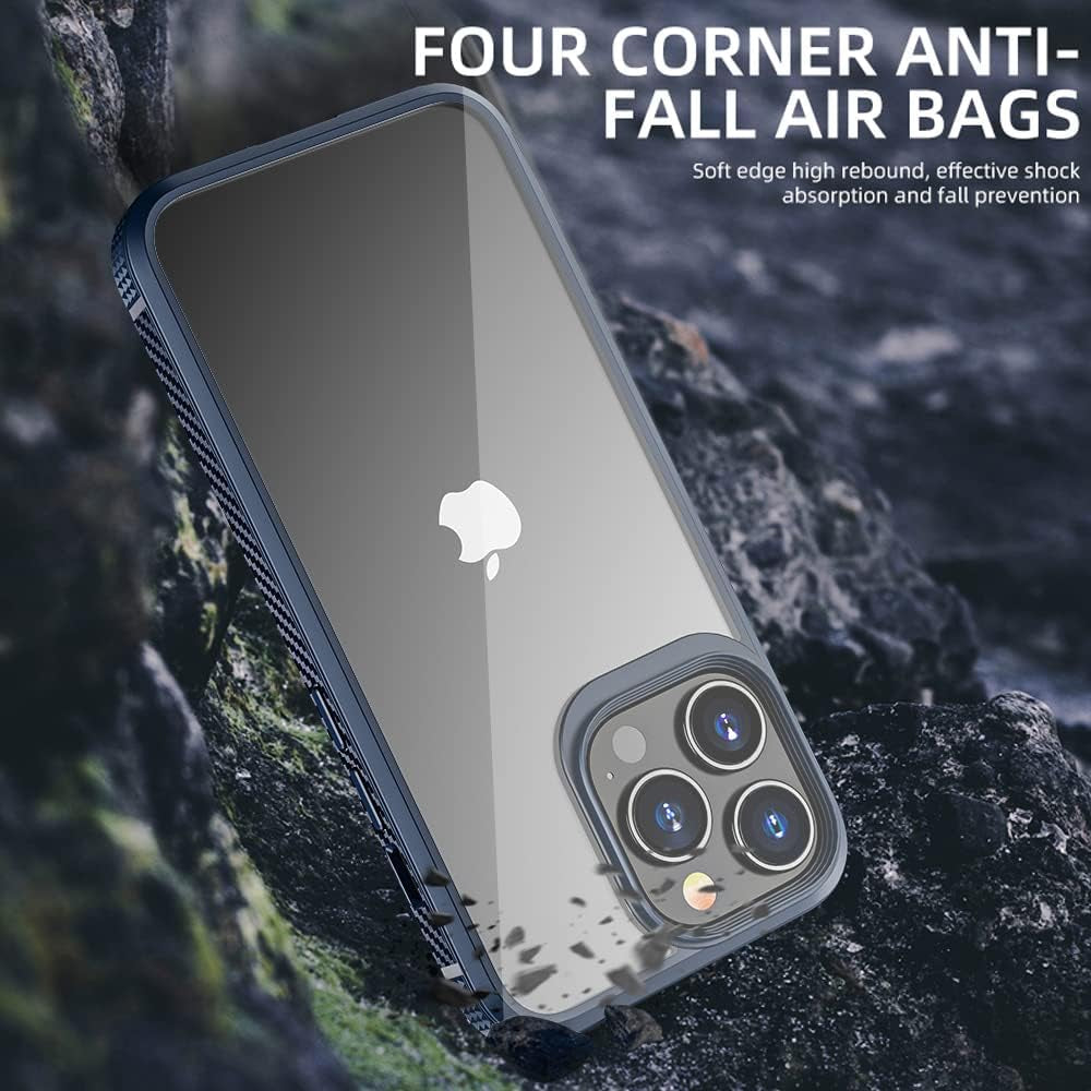 Compatible with Iphone 13 Pro Case - Shockproof Drop Protection Transparent Case Slim Fit Designed for Iphone 13 Pro Phone Case Anti-Fingerprint Anti-Scratch 6.1 Inch(Blue)