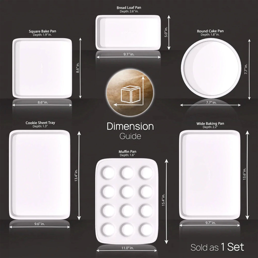 6 Piece Non Stick Kitchen Oven Stackable Ceramic Baking Pan Set, Green