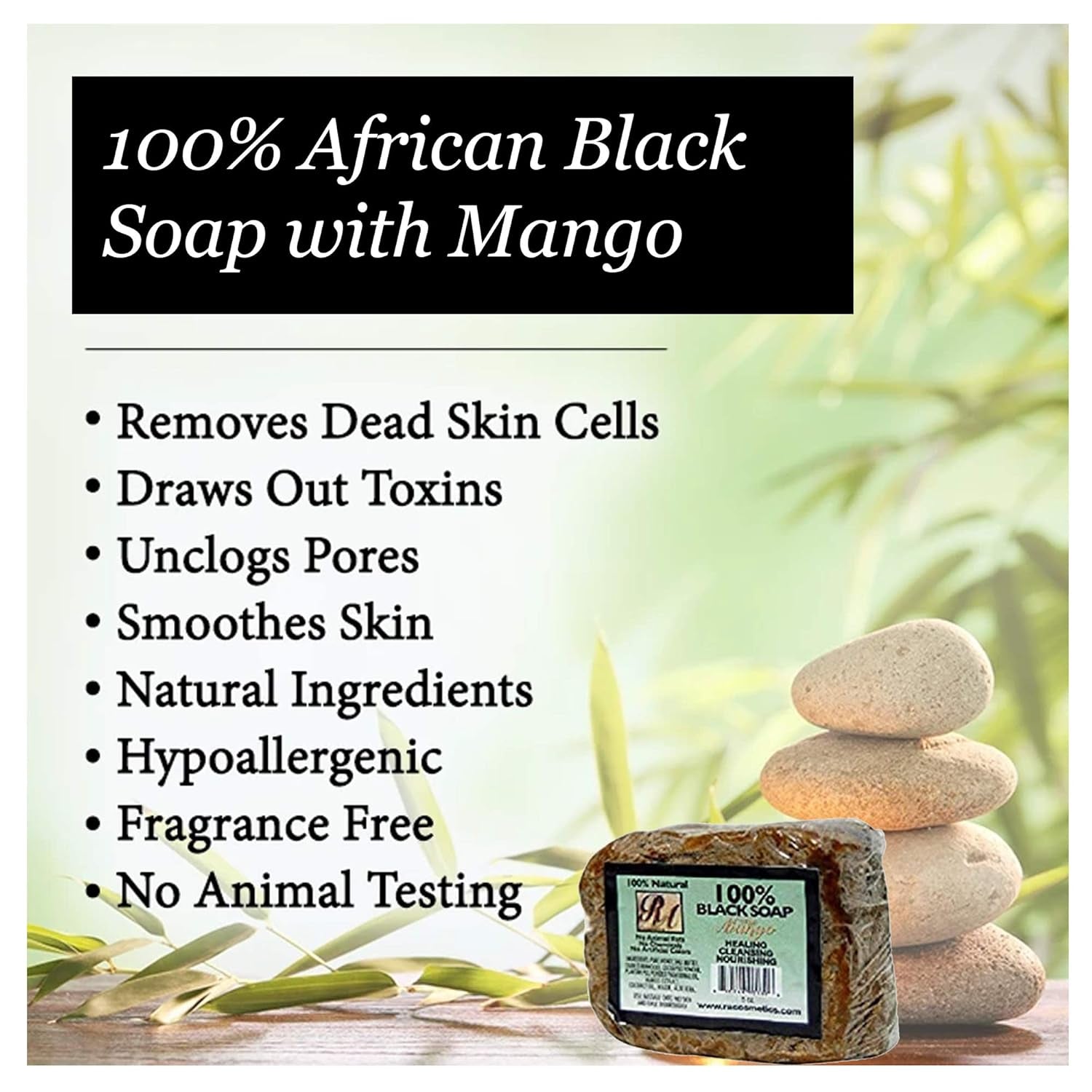 Natural African Black Soap with Mango Scent, 5 oz (141 g)