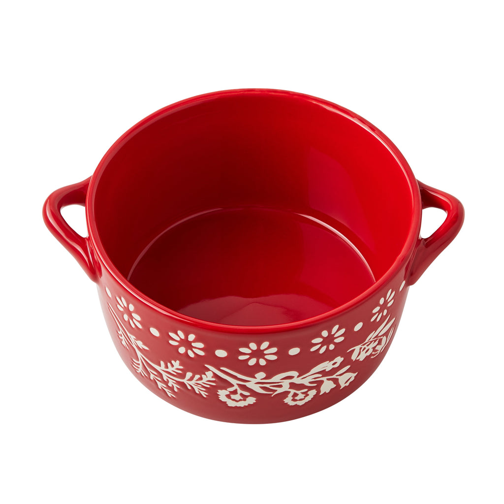 Fancy Flourish round Ceramic Casserole Dish with Lid