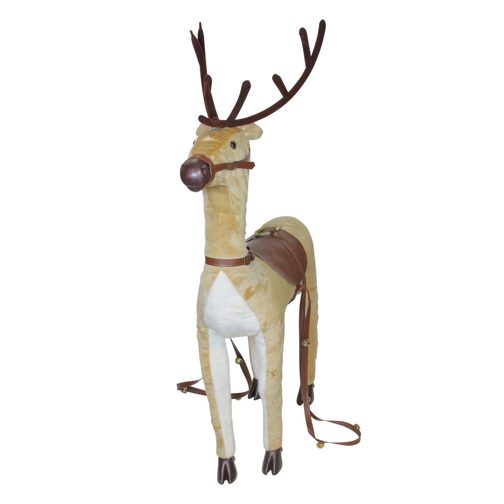 40 Plush Standing Reindeer Christmas Decoration with Saddle and Jingle Bells