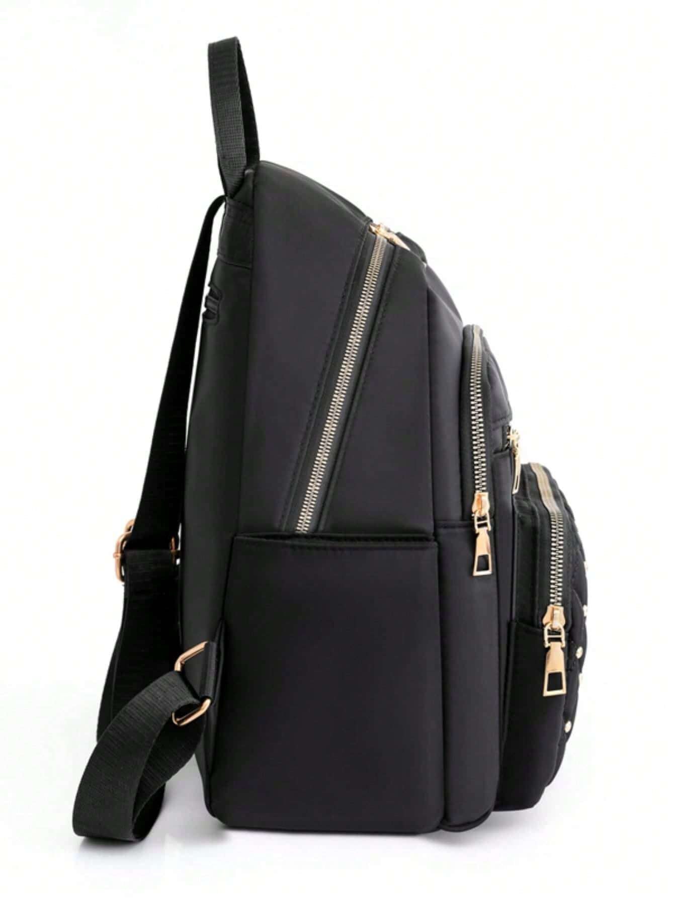 Fashionable Outdoor Large Capacity Casual Backpack for Women, Rivet Decor Student School Bag, Multi Colors & Styles, Rivets Randomly Distributed