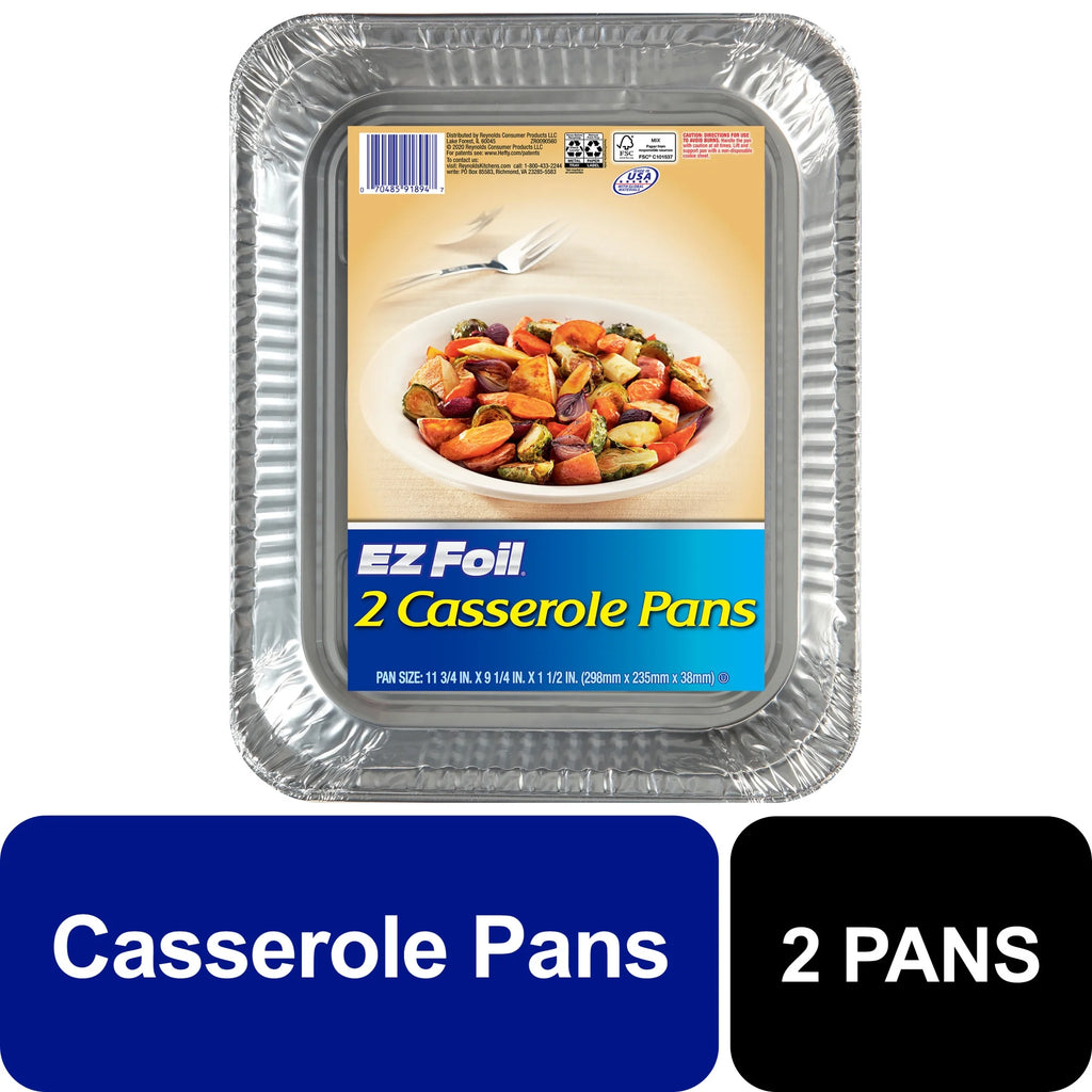 (3 Pack)  Disposable Casserole Pans, 11.75 X 9.25 Inch, 2 Count
