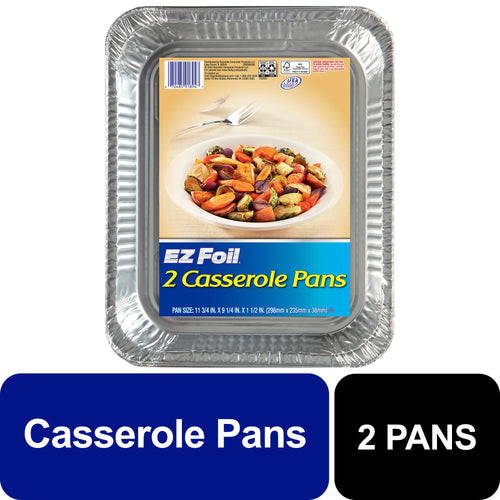 (3 Pack)  Disposable Casserole Pans, 11.75 X 9.25 Inch, 2 Count