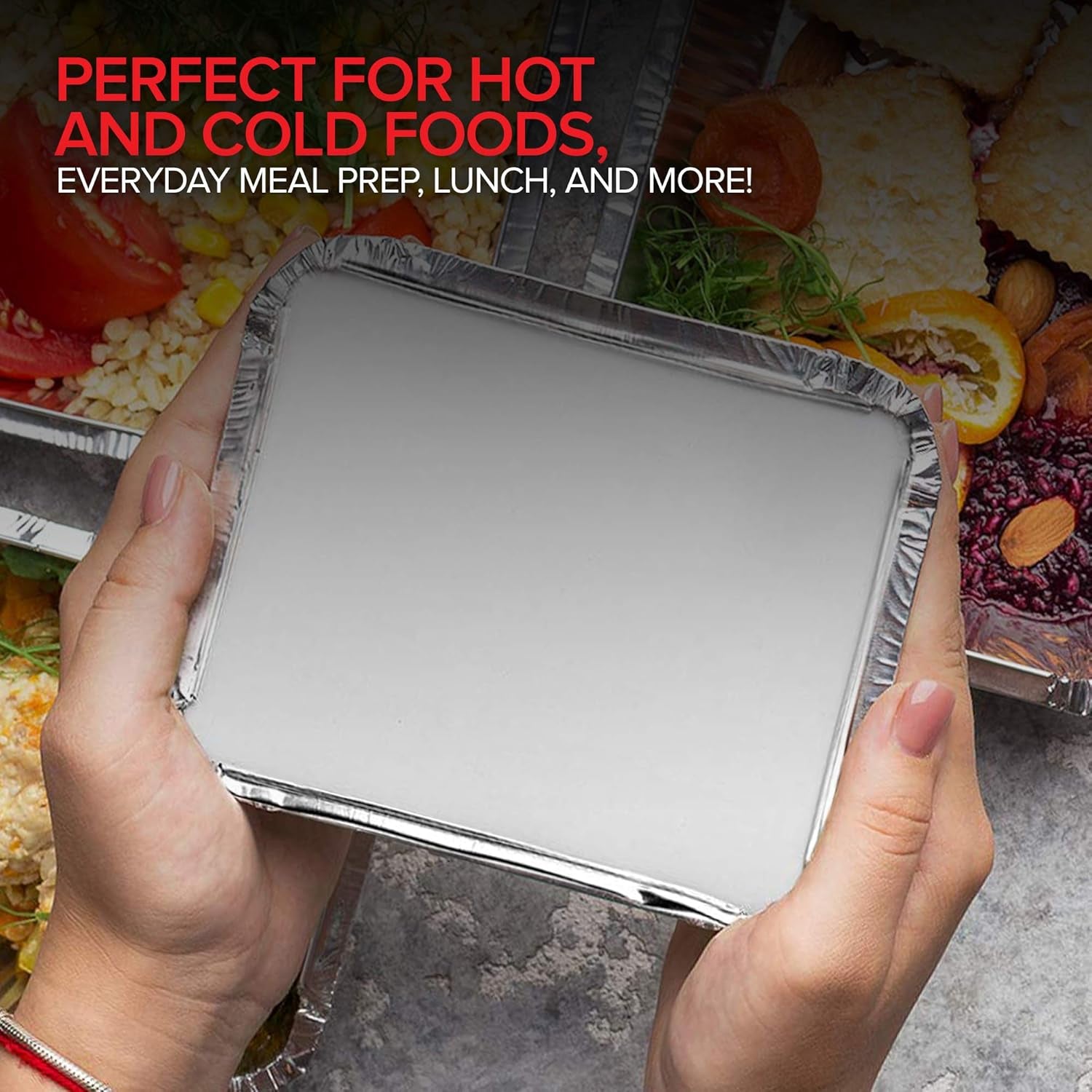 1 Lb Aluminum Disposable Cookware with Lids (25 Pack) - Foil Pans Cardboard Lids - Disposable & Recyclable Takeout Trays with Lids - Food Containers for Restaurants, Catering, Delis
