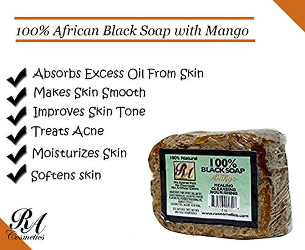 Natural African Black Soap with Mango Scent, 5 oz (141 g)