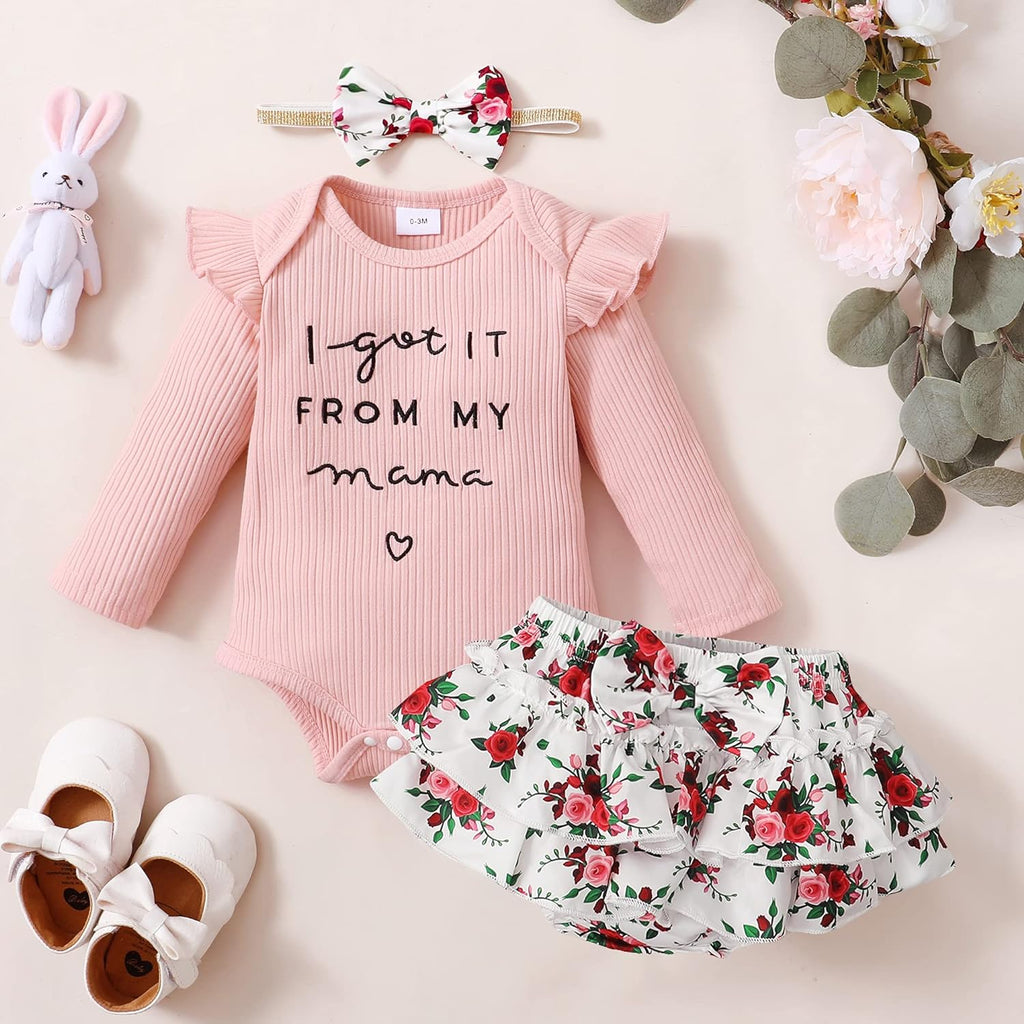 Newborn Infant Baby Girl Clothes Outfits Romper Baby Girl Skirt Set Floral Baby Clothes for Girls Fall Winter