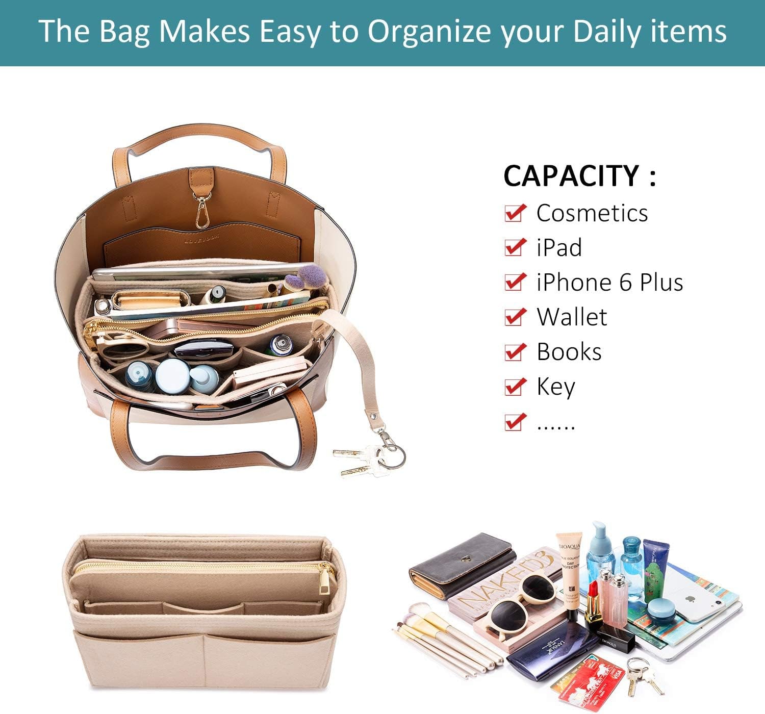 Tote Bag for Women Satchel Handbags with Purse Organizer Insert Shoulder Bags