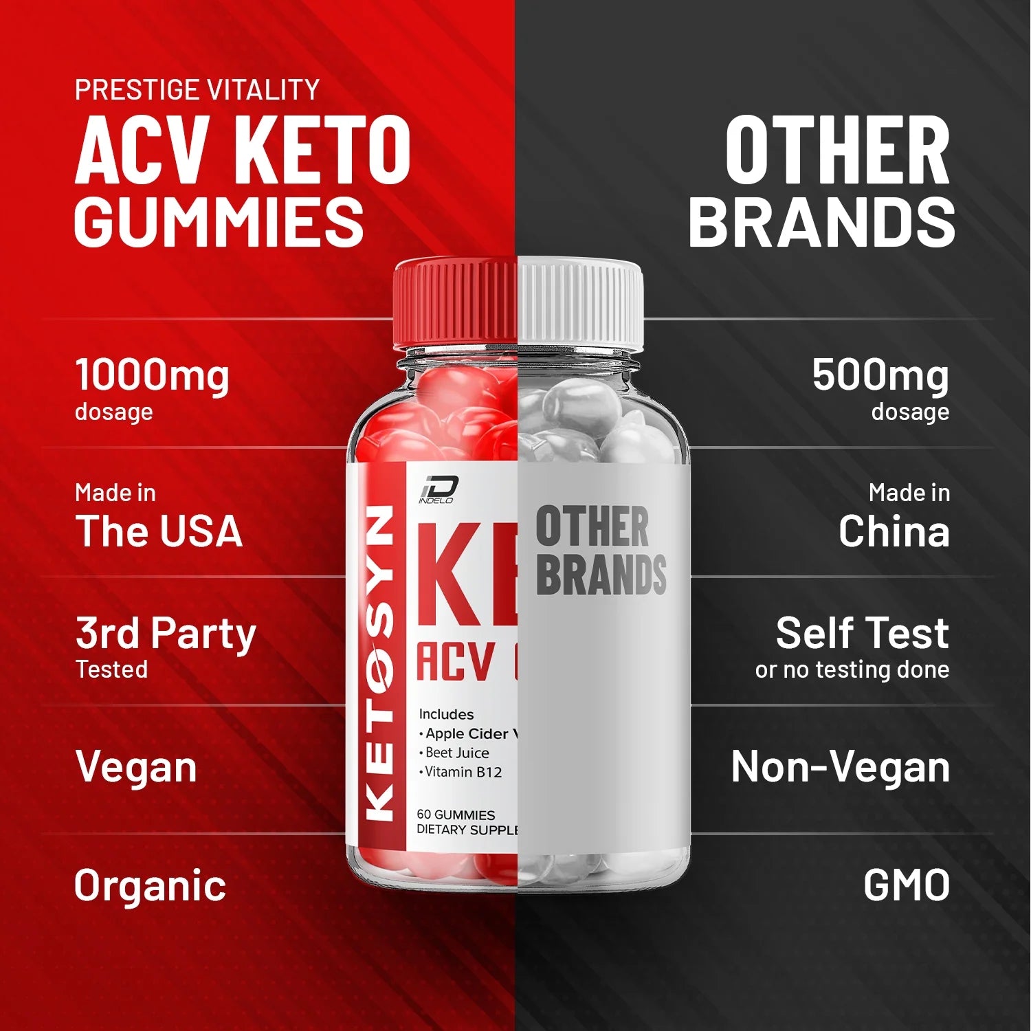 Gummies -  Apple Cider Vinegar Gummy Supplement for Energy -  Keto Gummies Dietary Supplement (60 Gummies)