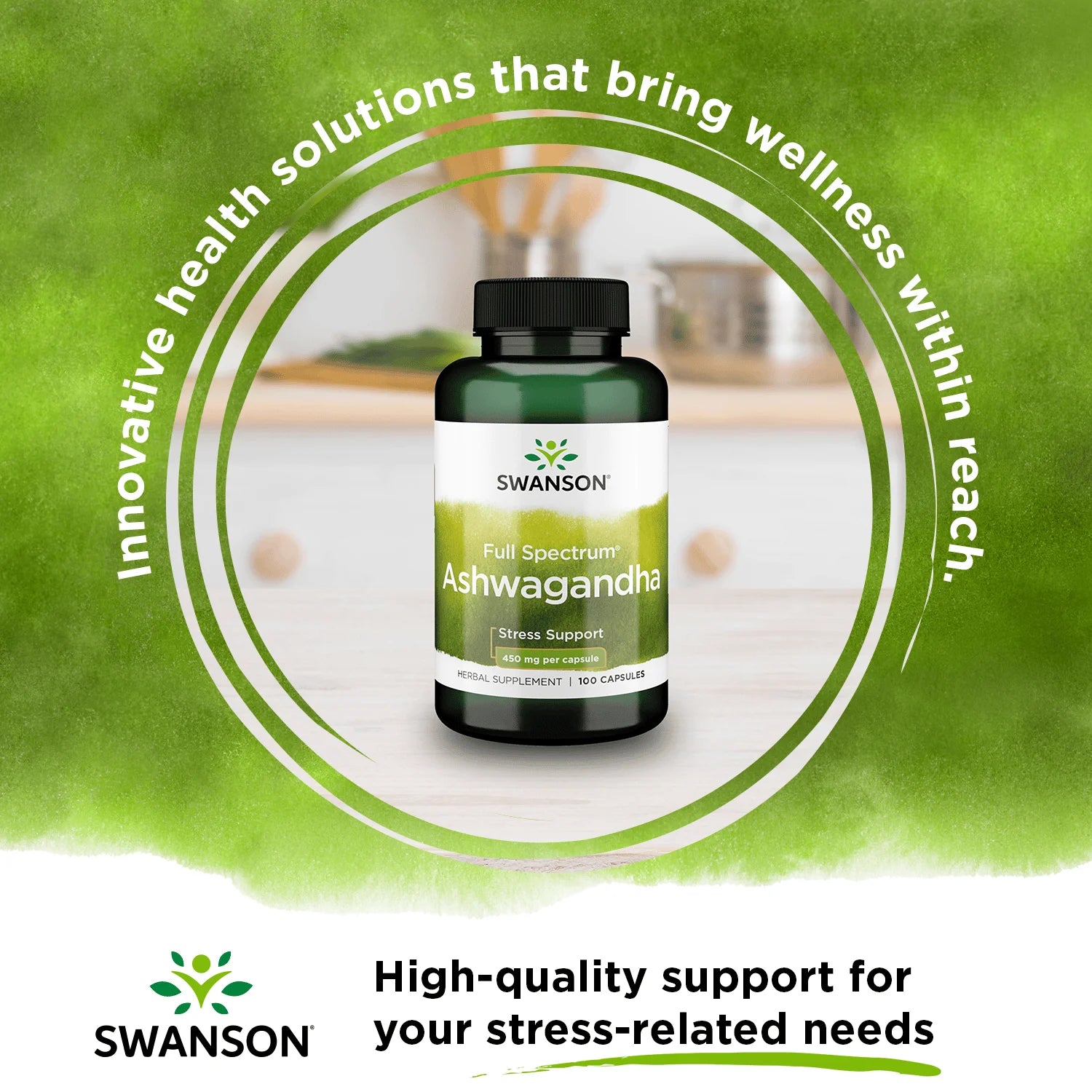 Ashwagandha Powder Supplement-Ashwagandha Root Supplement Promoting Stress Relief & Energy Support-Ayurvedic Supplement for Natural Wellness (100 Capsules, 450Mg Each)