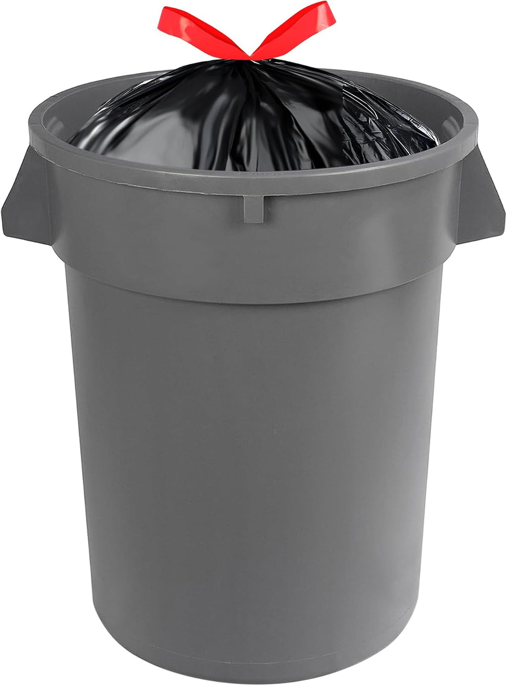 Amazon Basics 30 Gallon Multipurpose Drawstring Trash Bags, 20% Post Consumer Recycled, Black with Red Drawstring, 50 Count