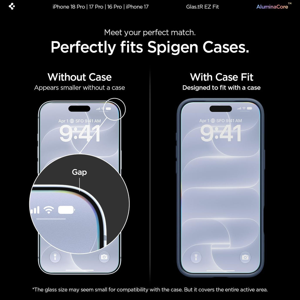 Spigen GlasTR EZ FIT Screen Protector for iPhone 18 Pro, 17 Pro, 17, 16 Pro