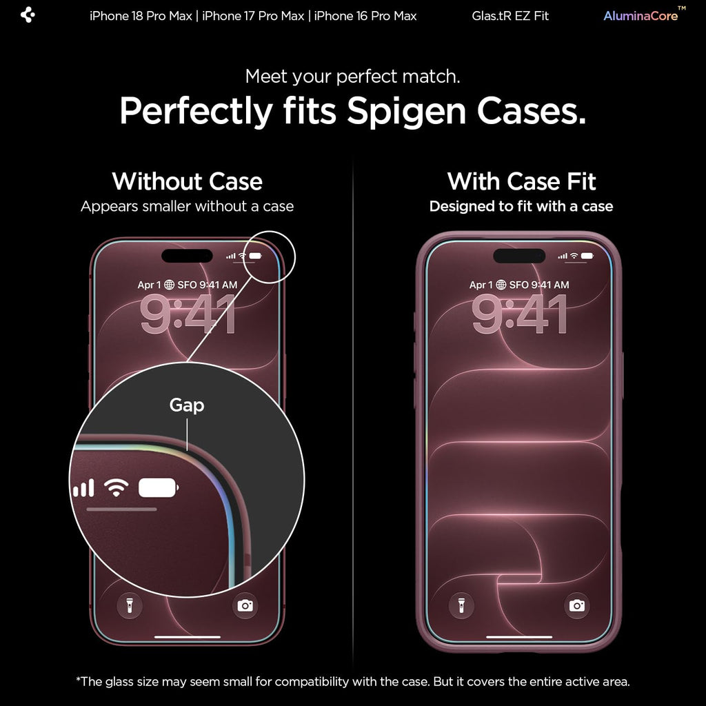 Spigen GlasTR EZ FIT Screen Protector for iPhone 18 Pro, 17 Pro, 17, 16 Pro