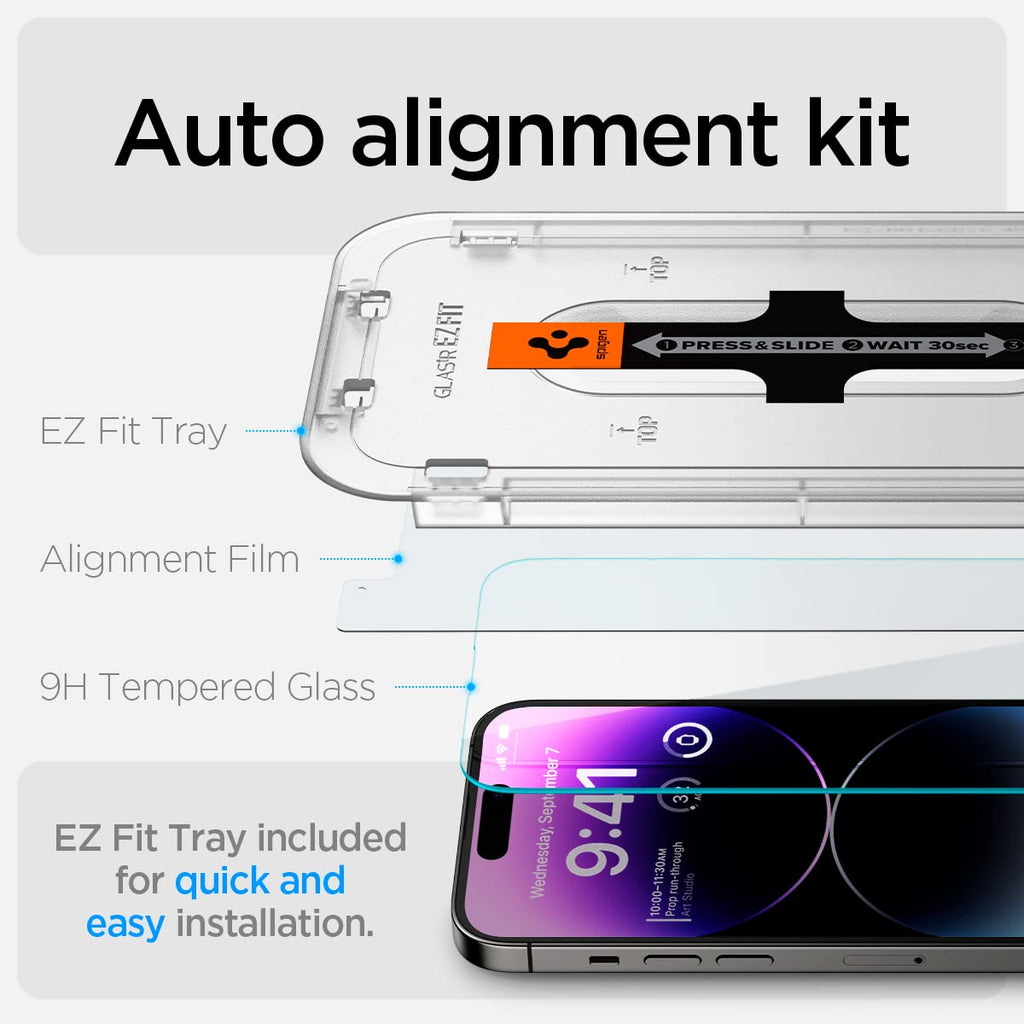 Spigen GlasTR EZ FIT Screen Protector for iPhone 18 Pro, 17 Pro, 17, 16 Pro