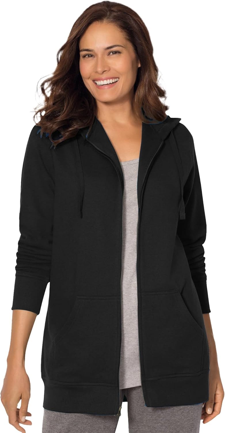 plus Size Better Fleece Zip-Front Hoodie Long Oversized Sweatshirt