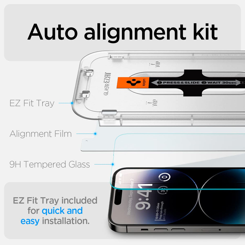 Spigen GlasTR EZ FIT Screen Protector for iPhone 18 Pro, 17 Pro, 17, 16 Pro