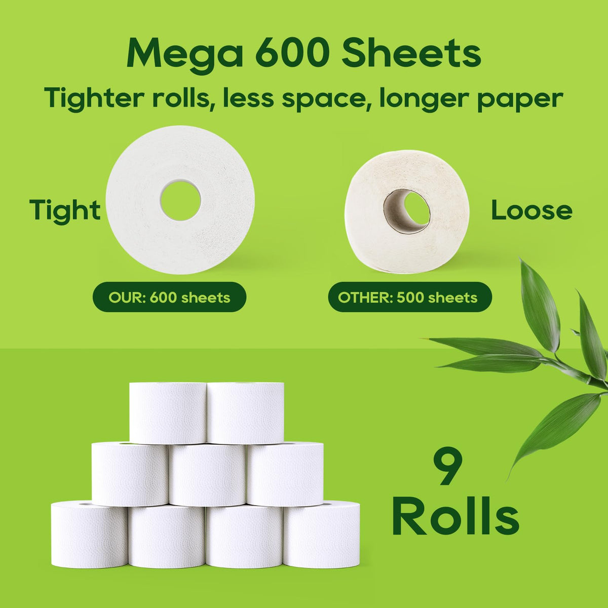 ECOLipak Bamboo Toilet Paper 2 Ply, 24 Double Rolls, 320 Sheets, White