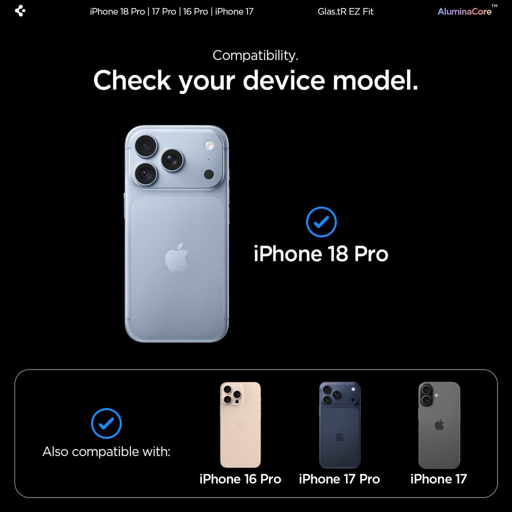 Spigen GlasTR EZ FIT Screen Protector for iPhone 18 Pro, 17 Pro, 17, 16 Pro