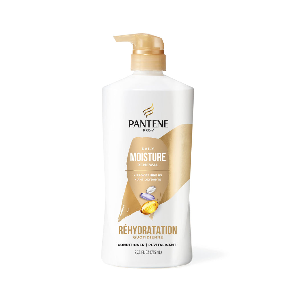 Pantene Shampoo & Conditioner Set, Daily Moisture Renewal - Pro-V Nutrients for Dry, Color-Treated, Straight to Curly Hair, 72-Hour Hydration & Softness, 52.8 Oz Total + Miracle Rescue Shot (0.5 Oz)