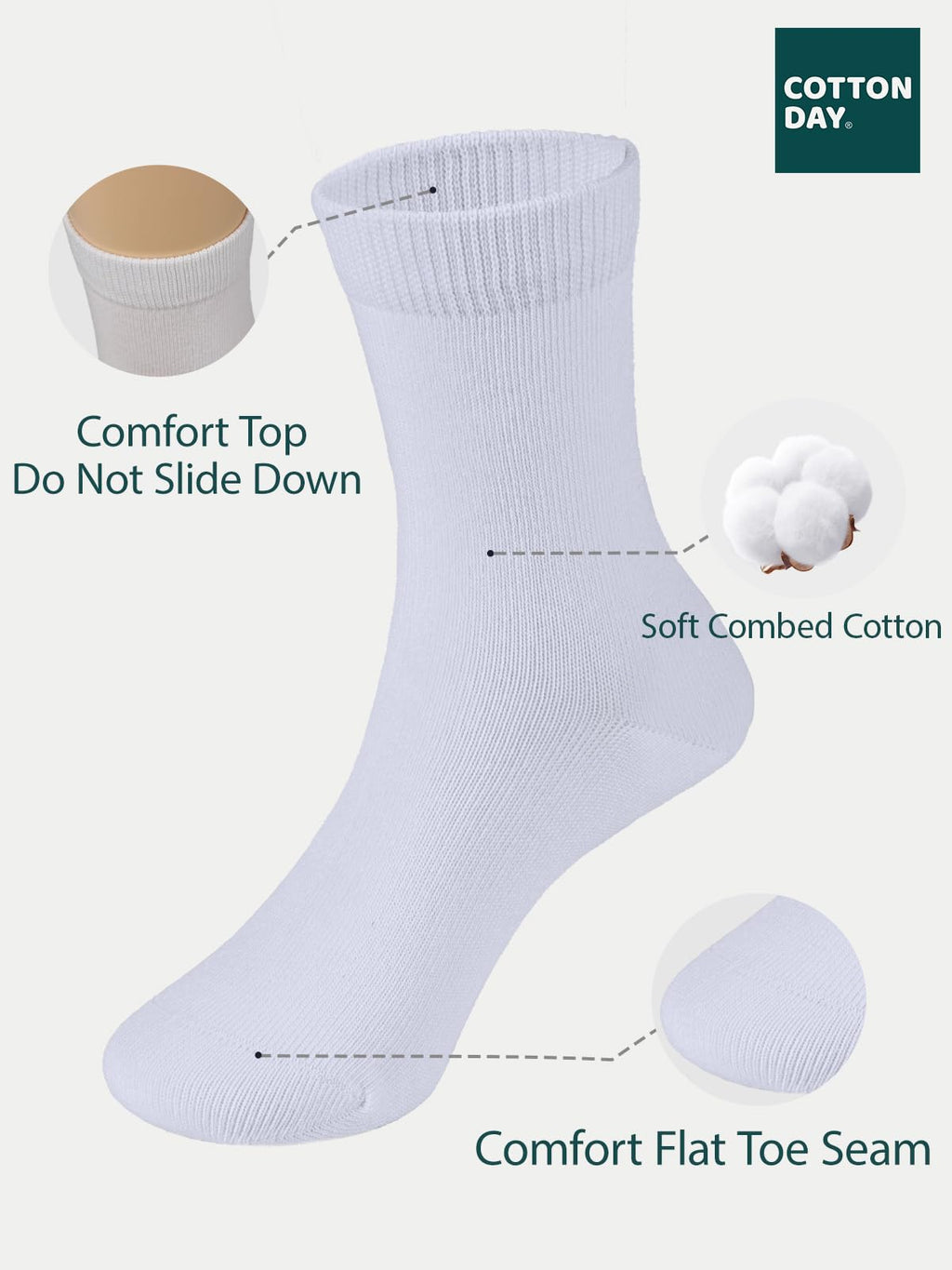 COTTON DAY Unisex Kids Boys Girls Soft Cotton School Socks Black White Navy