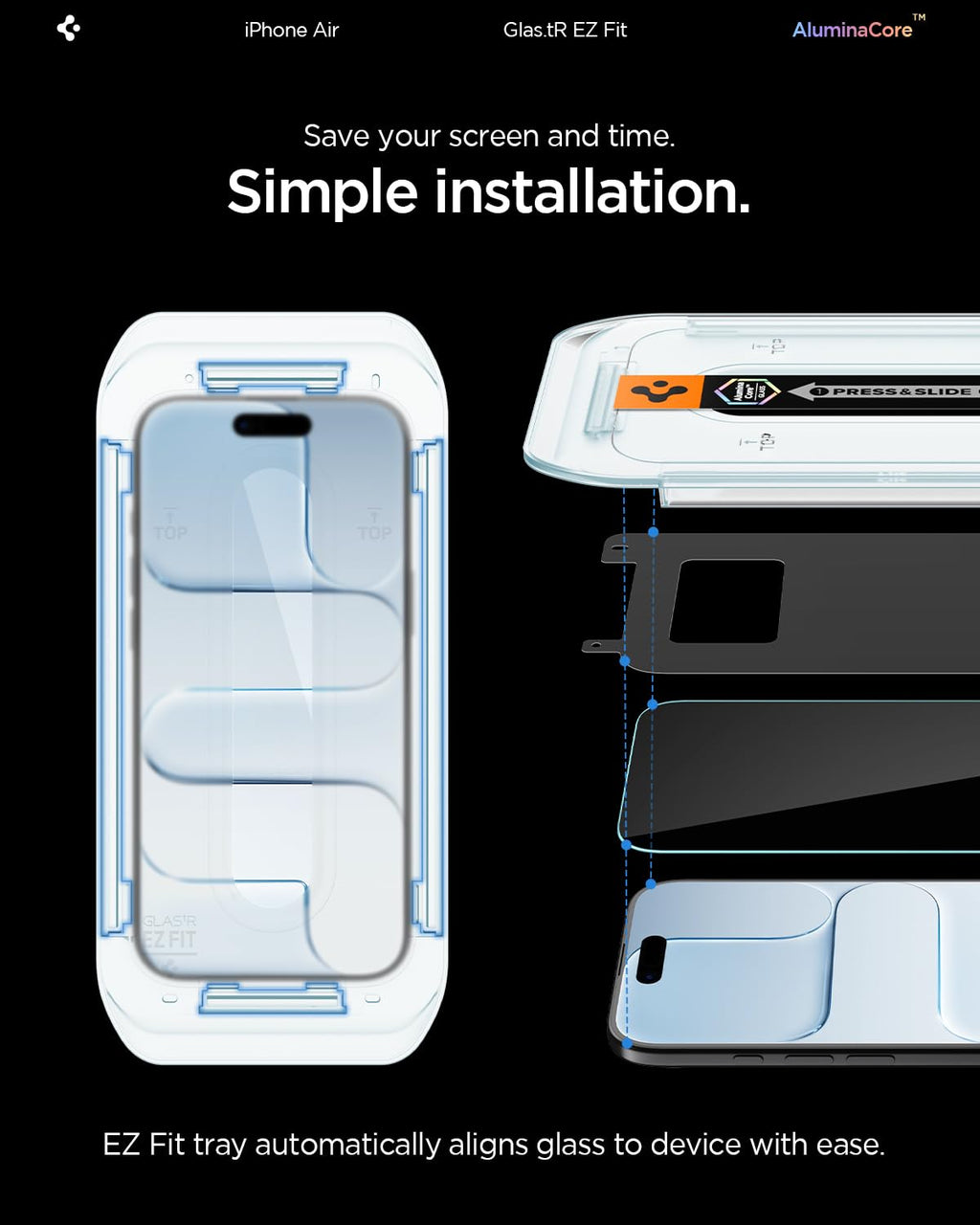 Spigen GlasTR EZ FIT Screen Protector for iPhone 18 Pro, 17 Pro, 17, 16 Pro