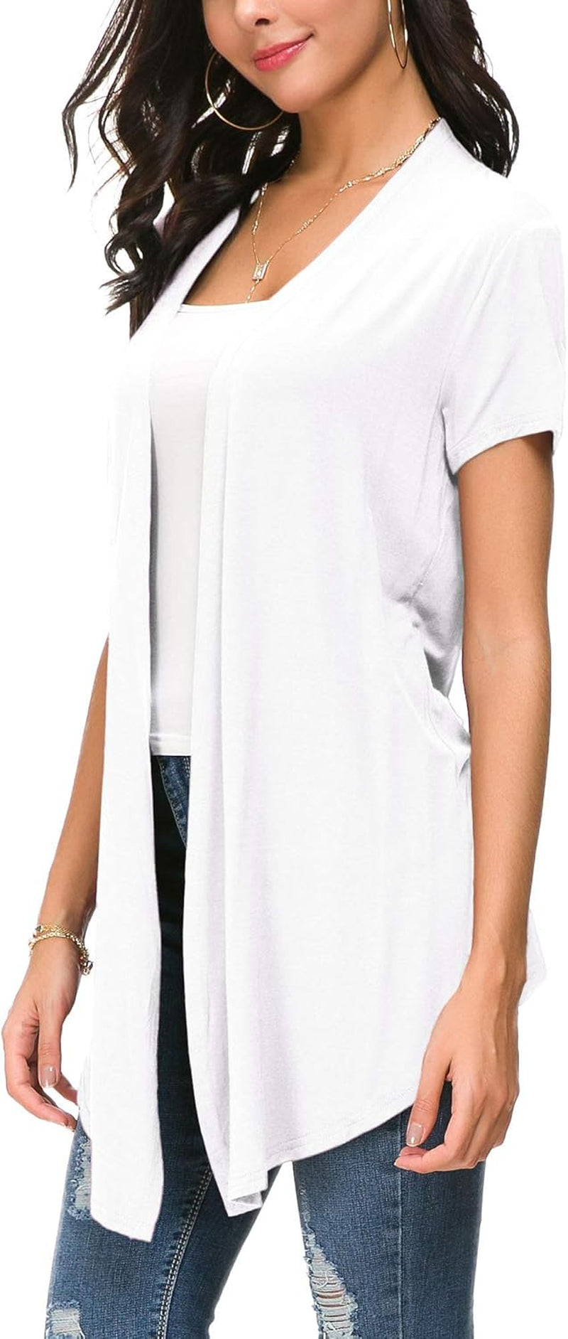 Womens Open Front Short Sleeve Cardigans for Women Lightweight Summer Drape Cardigan Vest