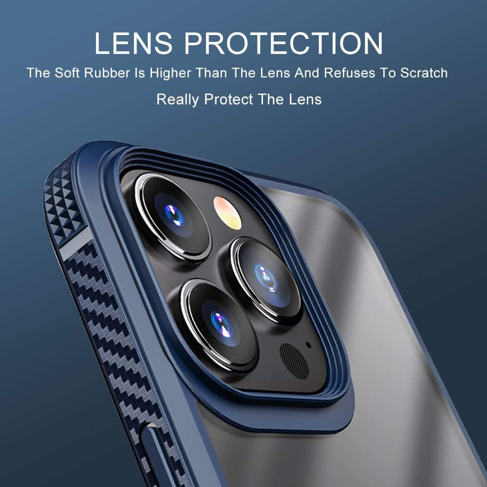 Compatible with Iphone 13 Pro Case - Shockproof Drop Protection Transparent Case Slim Fit Designed for Iphone 13 Pro Phone Case Anti-Fingerprint Anti-Scratch 6.1 Inch(Blue)