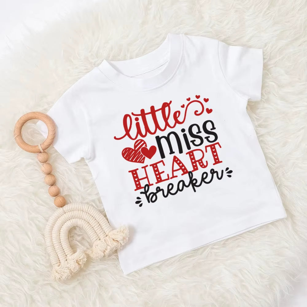 Mommy and Daddy'S Valentine Print Kids T Shirt Child Clothes Tops Boys Girls Shirt Valentine'S Day Party Present Casual Outfit