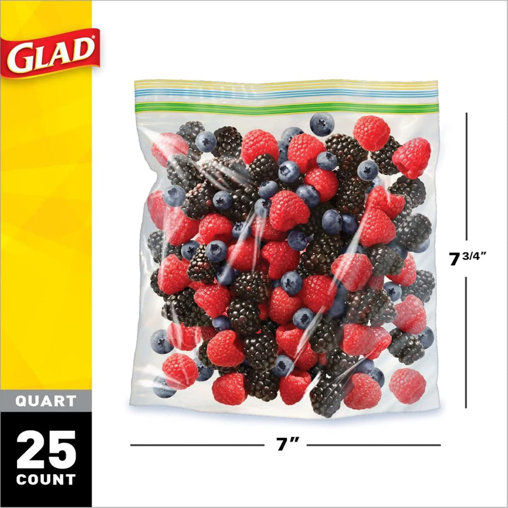 Zipper Food Storage Plastic Bags - Quart - 25 Count