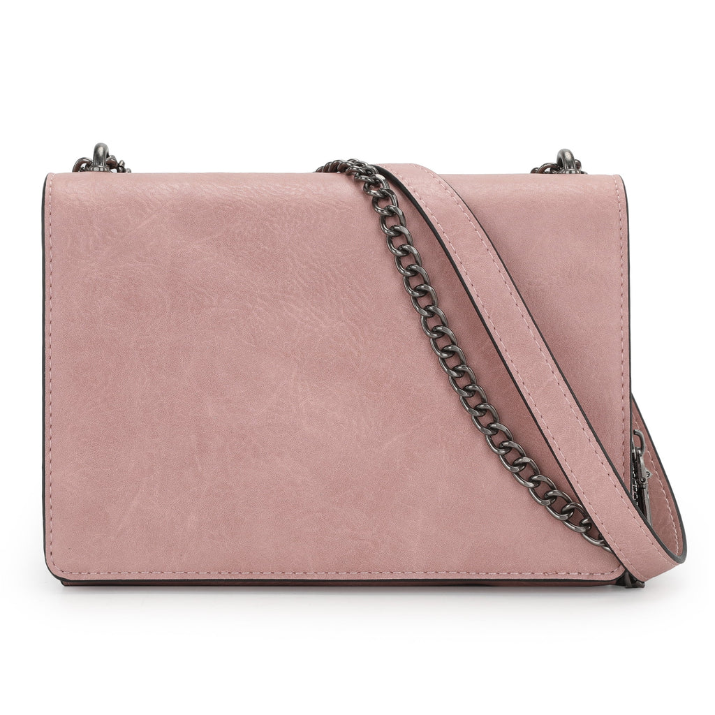 Wrangler Flap Crossbody Purse for Women Small Shoulder Bag with Chain Strap, Pink