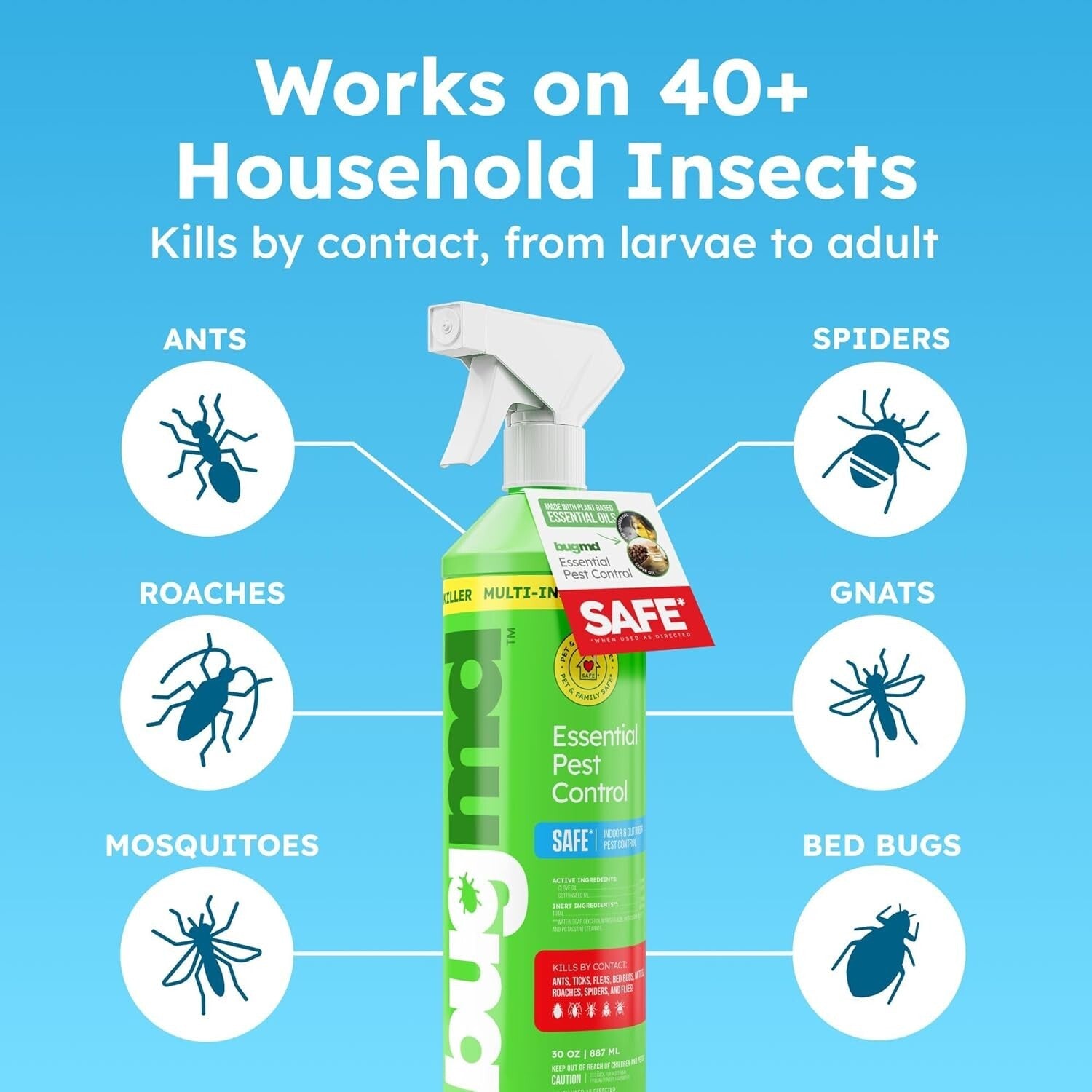 Bugmd Ant Spray – Insect & Pest Spray Indoor Safe for Pets, Roach & Spider Kill