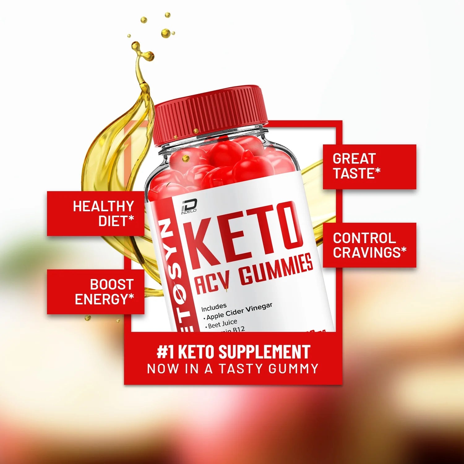 Gummies -  Apple Cider Vinegar Gummy Supplement for Energy -  Keto Gummies Dietary Supplement (60 Gummies)