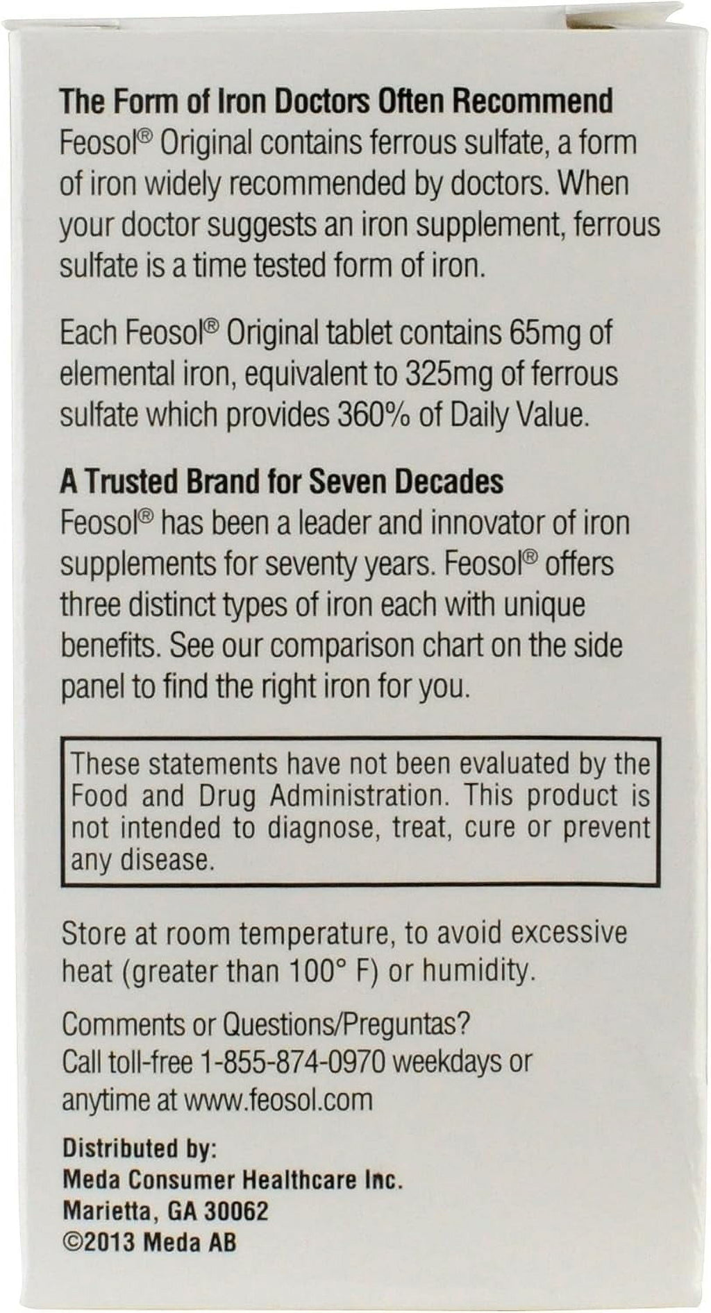 Original Iron Supplement, 325Mg Ferrous Sulfate, 120 Count