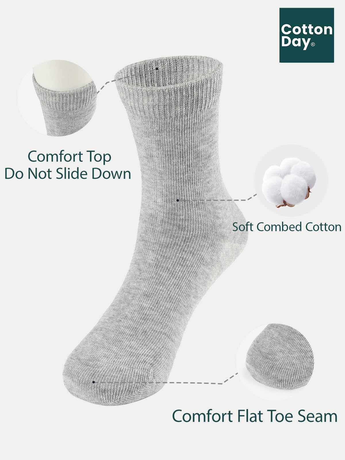 COTTON DAY Unisex Kids Boys Girls Soft Cotton School Socks Black White Navy