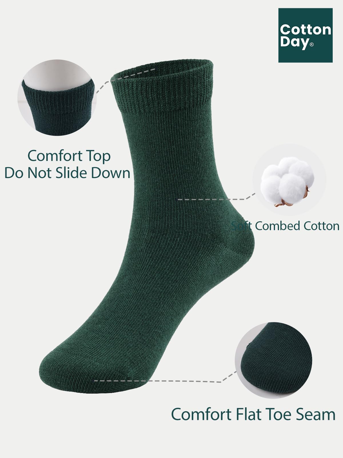 COTTON DAY Unisex Kids Boys Girls Soft Cotton School Socks Black White Navy