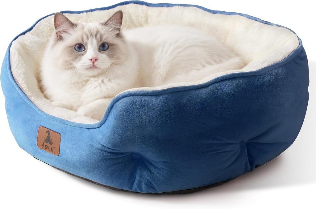 Asvin Small Dog Bed for Small Dogs, Cat Beds for Indoor Cats, Pet Bed for Puppy and Kitty, Extra Soft & Machine Washable with Anti-Slip & Water-Resistant Oxford Bottom, Grey, 20 inches