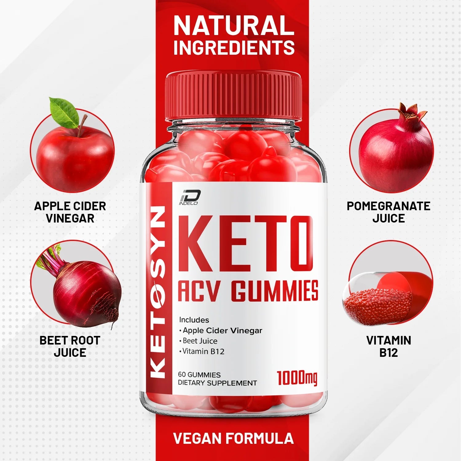 Gummies -  Apple Cider Vinegar Gummy Supplement for Energy -  Keto Gummies Dietary Supplement (60 Gummies)