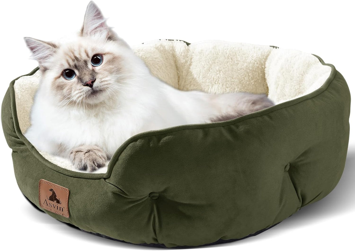 Asvin Small Dog Bed for Small Dogs, Cat Beds for Indoor Cats, Pet Bed for Puppy and Kitty, Extra Soft & Machine Washable with Anti-Slip & Water-Resistant Oxford Bottom, Grey, 20 inches