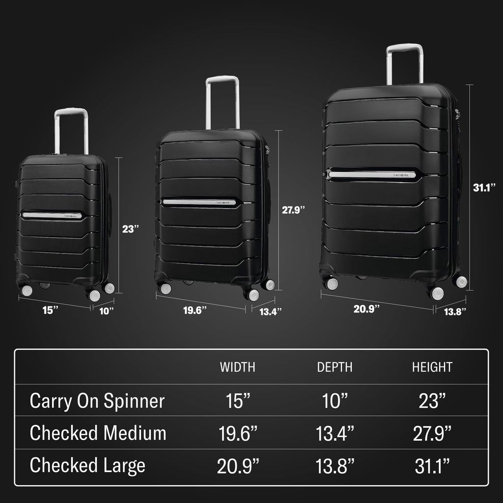 Samsonite Freeform 2-Piece Luggage Set - Carry-On & Large Checked Luggage with Dual Spinner Wheels - Durable Polypropylene Hardshell - TSA Lock, Airline-Approved - Expandable Hard Shell - Navy