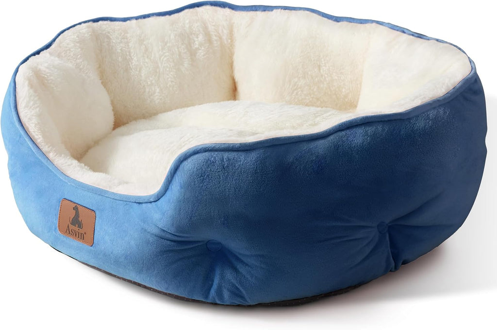 Asvin Small Dog Bed for Small Dogs, Cat Beds for Indoor Cats, Pet Bed for Puppy and Kitty, Extra Soft & Machine Washable with Anti-Slip & Water-Resistant Oxford Bottom, Grey, 20 inches