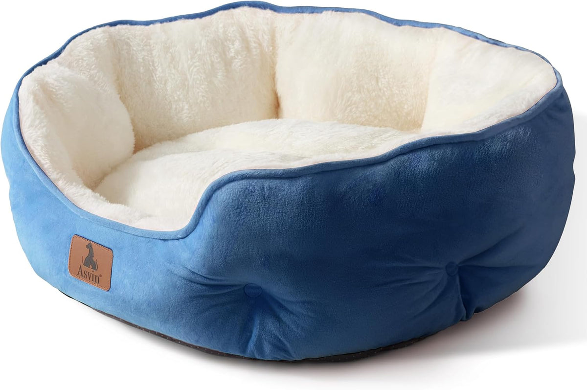 Asvin Small Dog Bed for Small Dogs, Cat Beds for Indoor Cats, Pet Bed for Puppy and Kitty, Extra Soft & Machine Washable with Anti-Slip & Water-Resistant Oxford Bottom, Grey, 20 inches