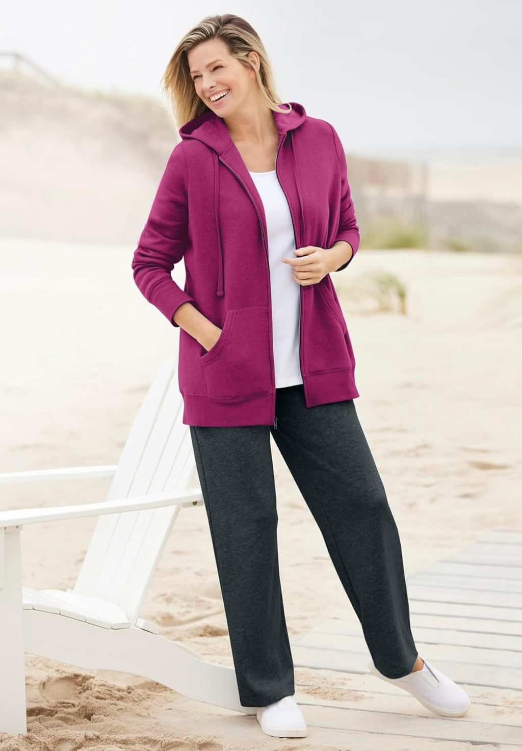 plus Size Better Fleece Zip-Front Hoodie Long Oversized Sweatshirt