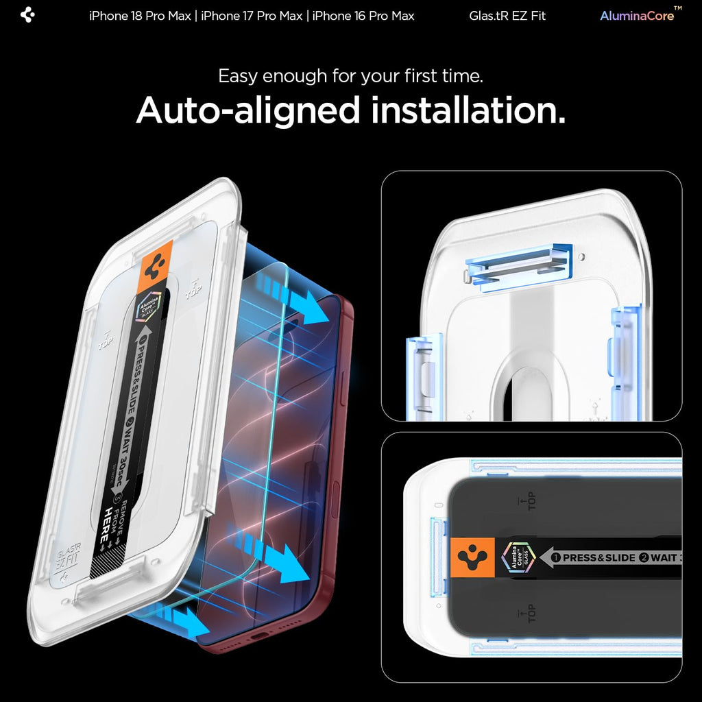 Spigen GlasTR EZ FIT Screen Protector for iPhone 18 Pro, 17 Pro, 17, 16 Pro