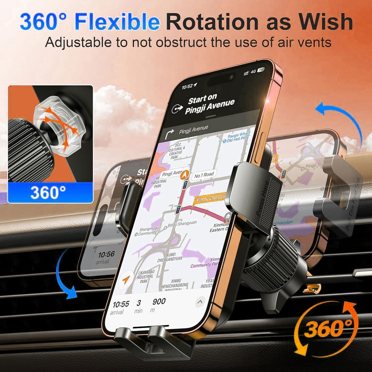 Qifutan Phone Holders for Your Car with Military-Grade Suction Phone Stand for Car [Super Stable] Automobile Car Mount for iPhone Universal Car Dashboard Windshield Mount Fit iPhone Smartphones