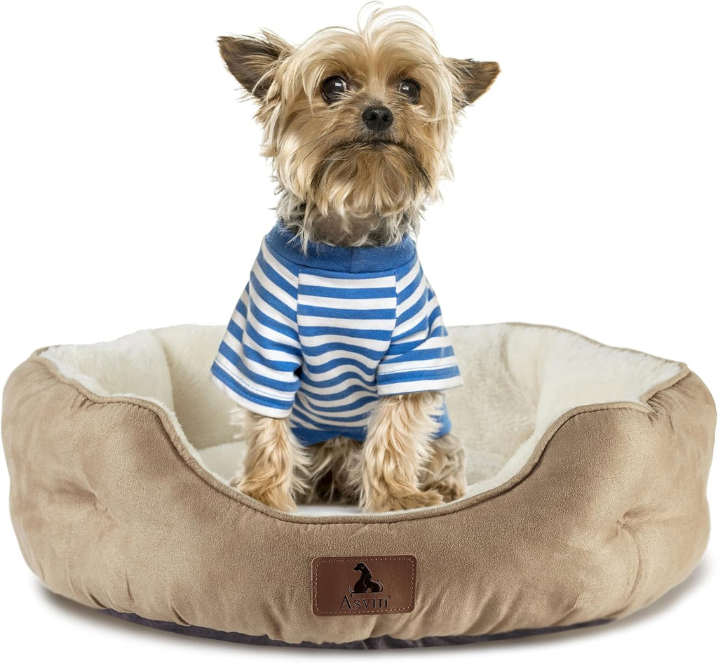 Asvin Small Dog Bed for Small Dogs, Cat Beds for Indoor Cats, Pet Bed for Puppy and Kitty, Extra Soft & Machine Washable with Anti-Slip & Water-Resistant Oxford Bottom, Grey, 20 inches