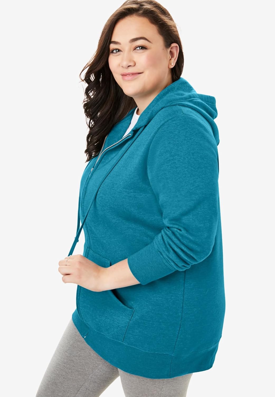 plus Size Better Fleece Zip-Front Hoodie Long Oversized Sweatshirt