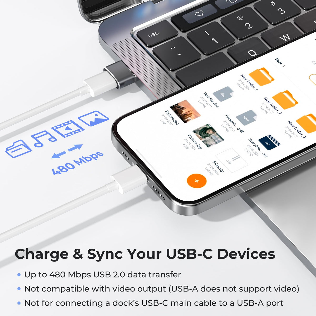 Basesailor USB to USB C Adapter,Type C Female to USB A Male Charger Cable